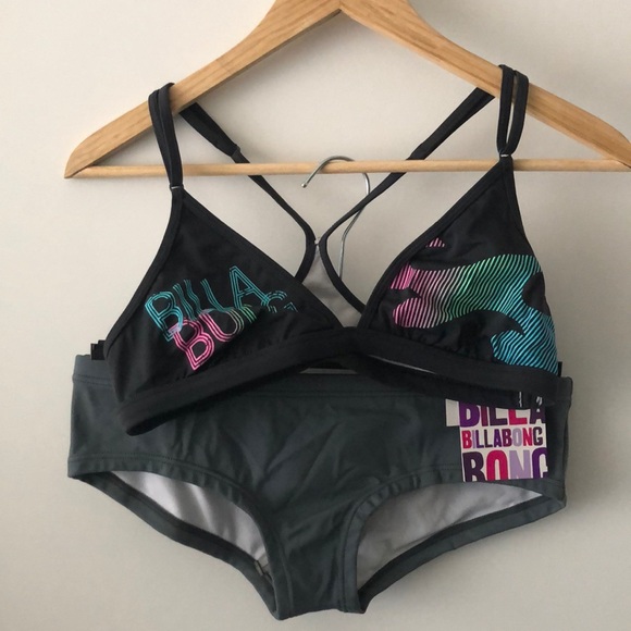 Billabong two piece bikini gray Women’s Medium - Picture 1 of 2